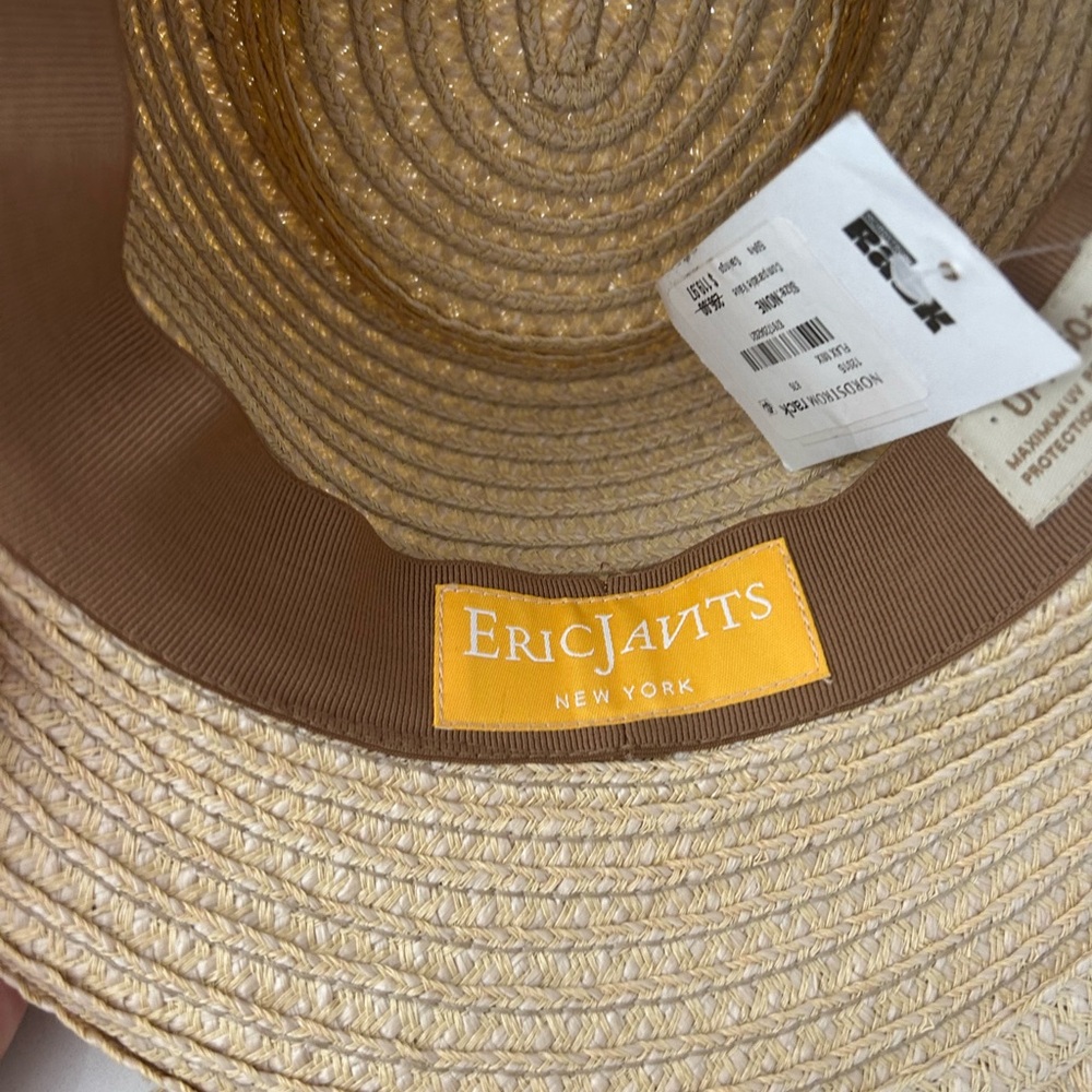 Eric Javits Beige Straw Hat with Brown Band - Picture 2 of 4
